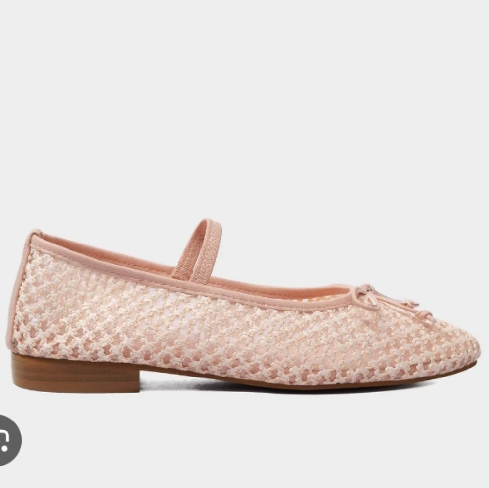 MUCCCUTE Apricot Raffia Rownd Toe Mary Jane Ballet Bow Flats Size 8.5 NWT - Picture 6 of 8